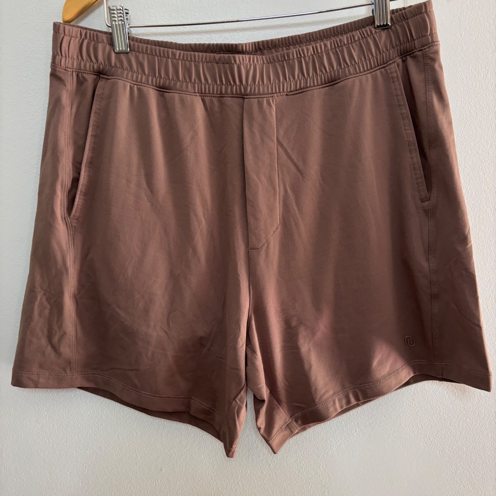 Nuuds Movement Shorts Men L Brown Travel Comfort Athleisure Loungewear Travel 6"